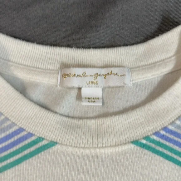 Spiritual Gangster Stripe Malibu Pullover Cropped Sweatshirt size Large - Picture 6 of 9